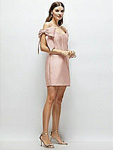 Side View Thumbnail - Toasted Sugar Satin Off-the-Shoulder Bow Corset Fit and Flare Mini Dress