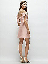 Rear View Thumbnail - Toasted Sugar Satin Off-the-Shoulder Bow Corset Fit and Flare Mini Dress