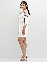 Alt View 3 Thumbnail - White Satin Off-the-Shoulder Bow Corset Fit and Flare Mini Dress