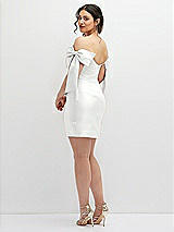 Alt View 4 Thumbnail - White Satin Off-the-Shoulder Bow Corset Fit and Flare Mini Dress
