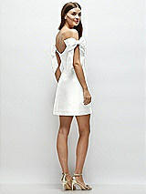 Rear View Thumbnail - White Satin Off-the-Shoulder Bow Corset Fit and Flare Mini Dress
