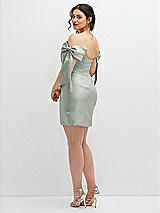 Alt View 4 Thumbnail - Willow Green Satin Off-the-Shoulder Bow Corset Fit and Flare Mini Dress