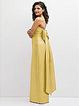 Side View Thumbnail - Maize Strapless Draped Bodice Column Dress with Oversized Bow