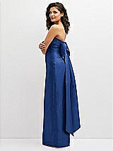 Side View Thumbnail - Classic Blue Strapless Draped Bodice Column Dress with Oversized Bow