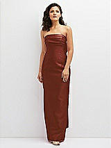 Front View Thumbnail - Auburn Moon Strapless Draped Bodice Column Dress with Oversized Bow