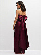 Rear View Thumbnail - Cabernet Strapless Draped Bodice Column Dress with Oversized Bow