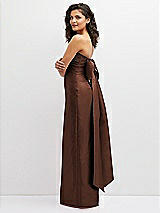 Side View Thumbnail - Cognac Strapless Draped Bodice Column Dress with Oversized Bow