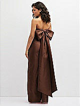 Rear View Thumbnail - Cognac Strapless Draped Bodice Column Dress with Oversized Bow