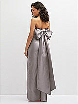 Rear View Thumbnail - Cashmere Gray Strapless Draped Bodice Column Dress with Oversized Bow