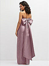 Rear View Thumbnail - Dusty Rose Strapless Draped Bodice Column Dress with Oversized Bow