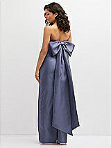 Rear View Thumbnail - French Blue Strapless Draped Bodice Column Dress with Oversized Bow