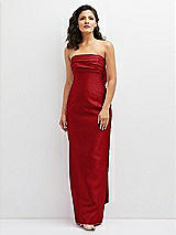 Front View Thumbnail - Garnet Strapless Draped Bodice Column Dress with Oversized Bow