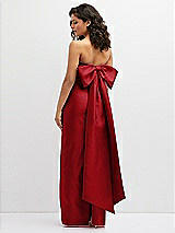 Rear View Thumbnail - Garnet Strapless Draped Bodice Column Dress with Oversized Bow