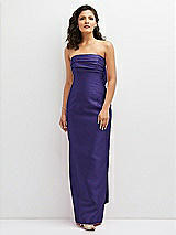 Front View Thumbnail - Grape Strapless Draped Bodice Column Dress with Oversized Bow