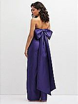 Rear View Thumbnail - Grape Strapless Draped Bodice Column Dress with Oversized Bow