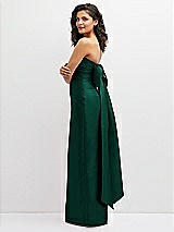 Side View Thumbnail - Hunter Green Strapless Draped Bodice Column Dress with Oversized Bow