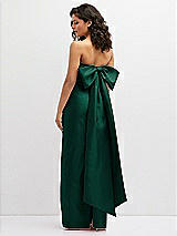 Rear View Thumbnail - Hunter Green Strapless Draped Bodice Column Dress with Oversized Bow