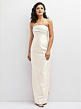 Front View Thumbnail - Ivory Strapless Draped Bodice Column Dress with Oversized Bow