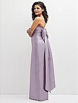 Side View Thumbnail - Lilac Haze Strapless Draped Bodice Column Dress with Oversized Bow