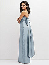 Side View Thumbnail - Mist Strapless Draped Bodice Column Dress with Oversized Bow