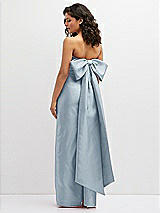 Rear View Thumbnail - Mist Strapless Draped Bodice Column Dress with Oversized Bow