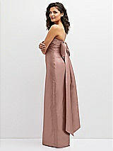 Side View Thumbnail - Neu Nude Strapless Draped Bodice Column Dress with Oversized Bow