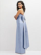 Side View Thumbnail - Sky Blue Strapless Draped Bodice Column Dress with Oversized Bow
