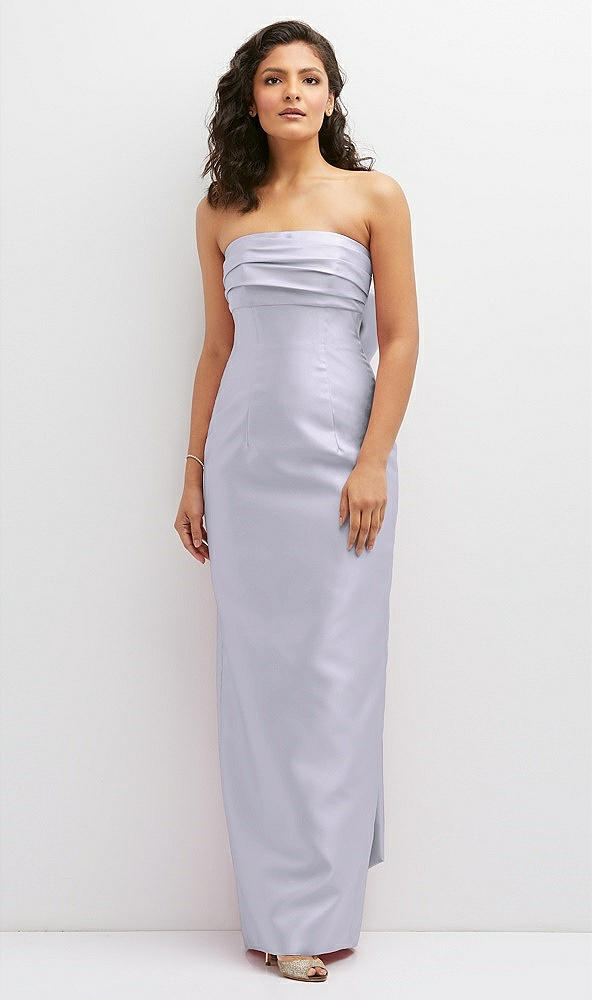 Front View - Silver Dove Strapless Draped Bodice Column Dress with Oversized Bow