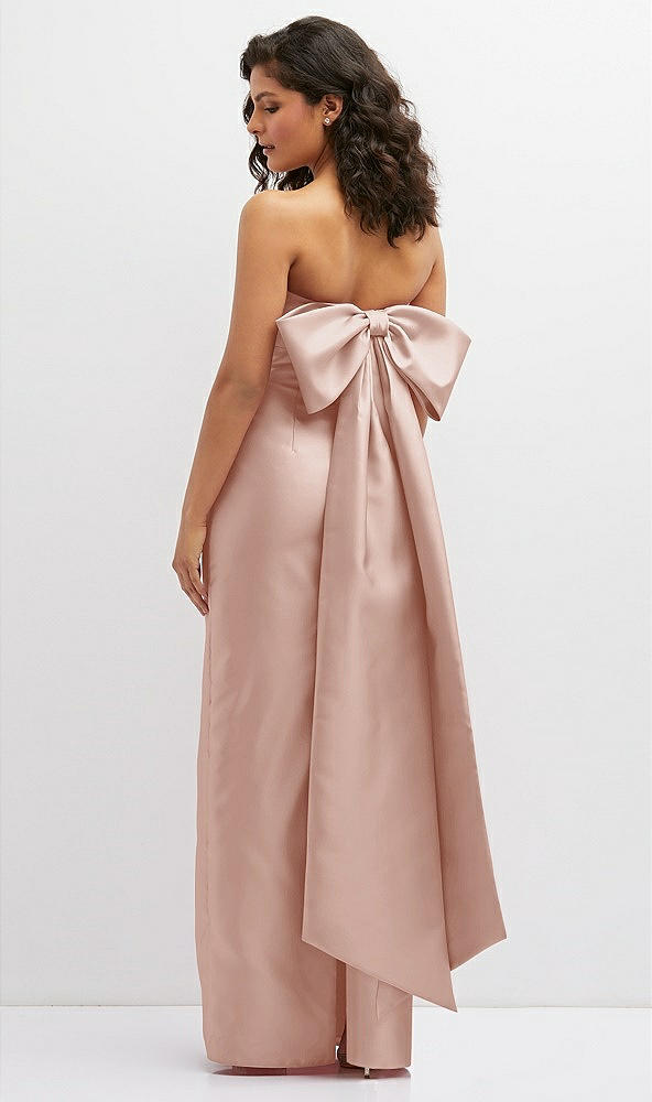 Back View - Toasted Sugar Strapless Draped Bodice Column Dress with Oversized Bow