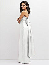 Side View Thumbnail - White Strapless Draped Bodice Column Dress with Oversized Bow