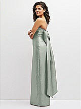 Side View Thumbnail - Willow Green Strapless Draped Bodice Column Dress with Oversized Bow