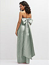 Rear View Thumbnail - Willow Green Strapless Draped Bodice Column Dress with Oversized Bow
