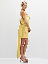 Side View Thumbnail - Maize Strapless Satin Column Mini Dress with Oversized Bow