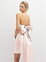 Alt View 1 Thumbnail - Blush Strapless Satin Column Mini Dress with Oversized Bow