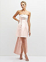 Front View Thumbnail - Blush Strapless Satin Column Mini Dress with Oversized Bow