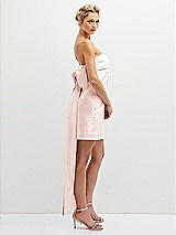 Side View Thumbnail - Blush Strapless Satin Column Mini Dress with Oversized Bow