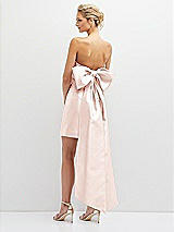 Rear View Thumbnail - Blush Strapless Satin Column Mini Dress with Oversized Bow