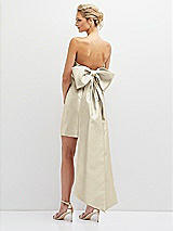 Rear View Thumbnail - Champagne Strapless Satin Column Mini Dress with Oversized Bow