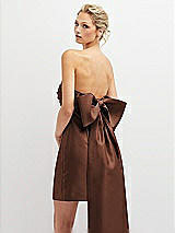Alt View 1 Thumbnail - Cognac Strapless Satin Column Mini Dress with Oversized Bow