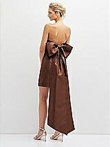 Rear View Thumbnail - Cognac Strapless Satin Column Mini Dress with Oversized Bow