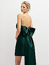Alt View 1 Thumbnail - Evergreen Strapless Satin Column Mini Dress with Oversized Bow