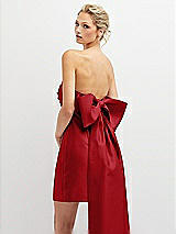 Alt View 1 Thumbnail - Garnet Strapless Satin Column Mini Dress with Oversized Bow