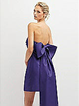 Alt View 1 Thumbnail - Grape Strapless Satin Column Mini Dress with Oversized Bow