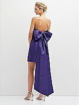 Rear View Thumbnail - Grape Strapless Satin Column Mini Dress with Oversized Bow