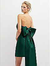 Alt View 1 Thumbnail - Hunter Green Strapless Satin Column Mini Dress with Oversized Bow