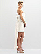 Side View Thumbnail - Ivory Strapless Satin Column Mini Dress with Oversized Bow
