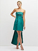 Front View Thumbnail - Jade Strapless Satin Column Mini Dress with Oversized Bow
