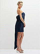 Side View Thumbnail - Midnight Navy Strapless Satin Column Mini Dress with Oversized Bow