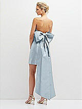 Rear View Thumbnail - Mist Strapless Satin Column Mini Dress with Oversized Bow