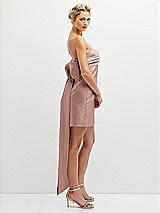 Side View Thumbnail - Neu Nude Strapless Satin Column Mini Dress with Oversized Bow